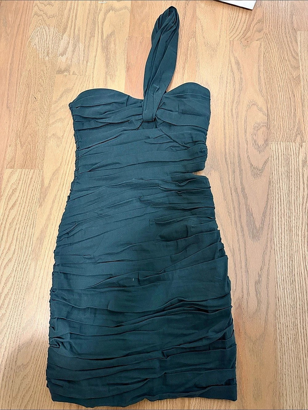 Zara One-Shoulder Ruched Mini Dress Green Size 5